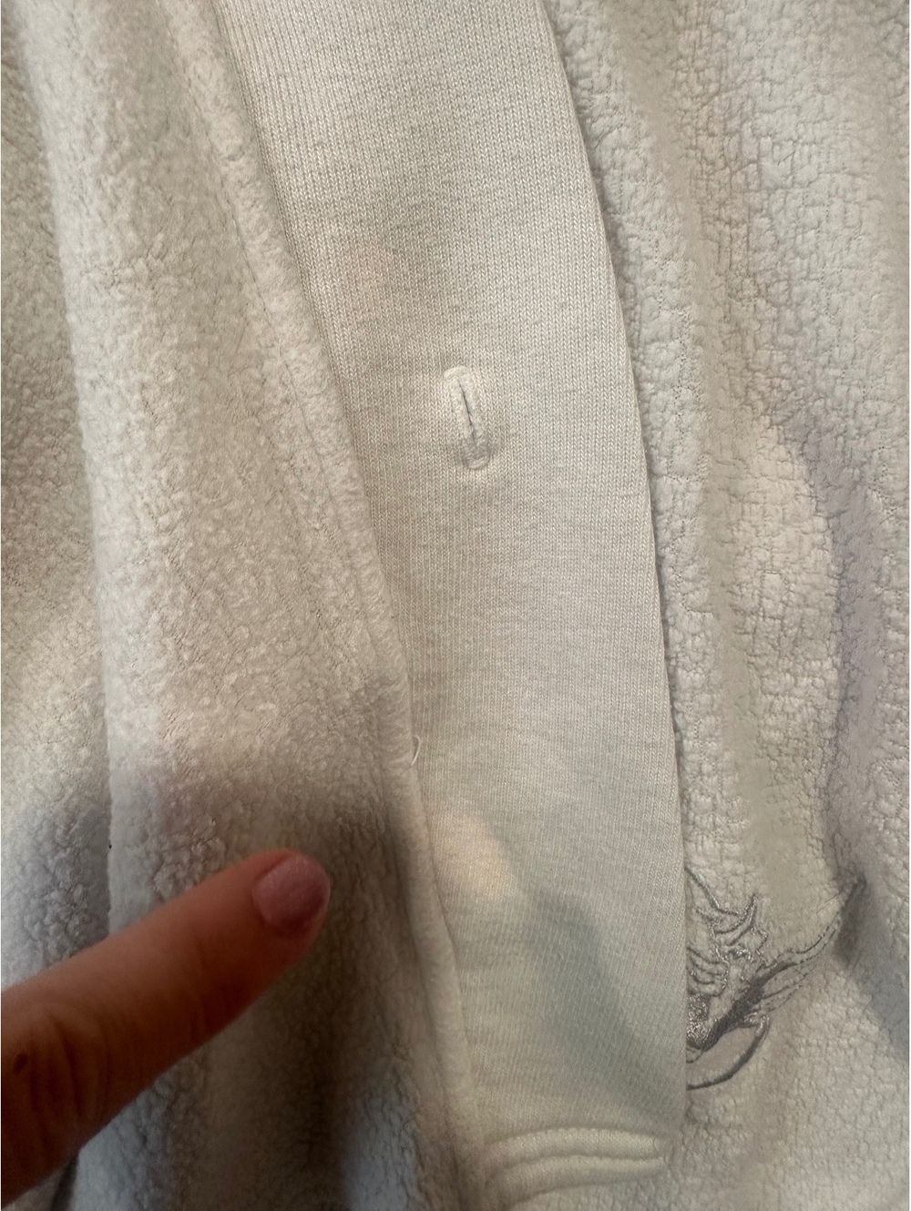 Boys Lie Oversized Sherpa Fleece Shacket Jacket One Size Cream Angel Embroidered - Picture 9 of 10